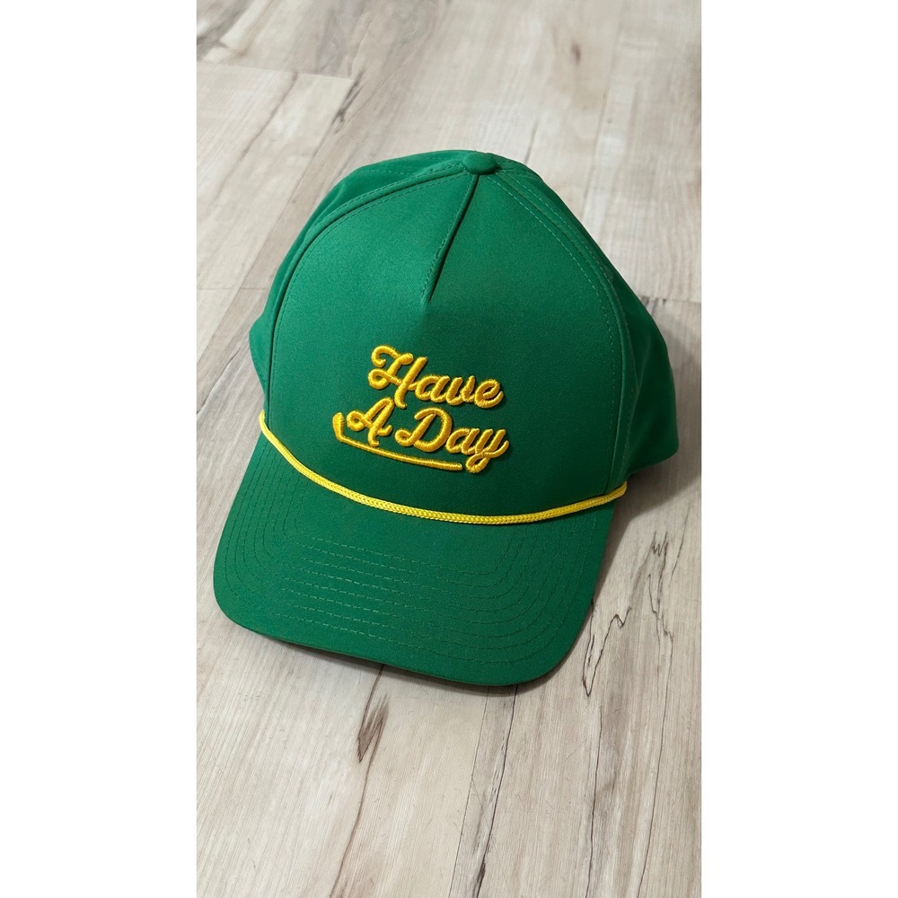Breezy Golf "Have A Day" Rope Adjustable SnapBack 5 Panel Hat Green Yellow